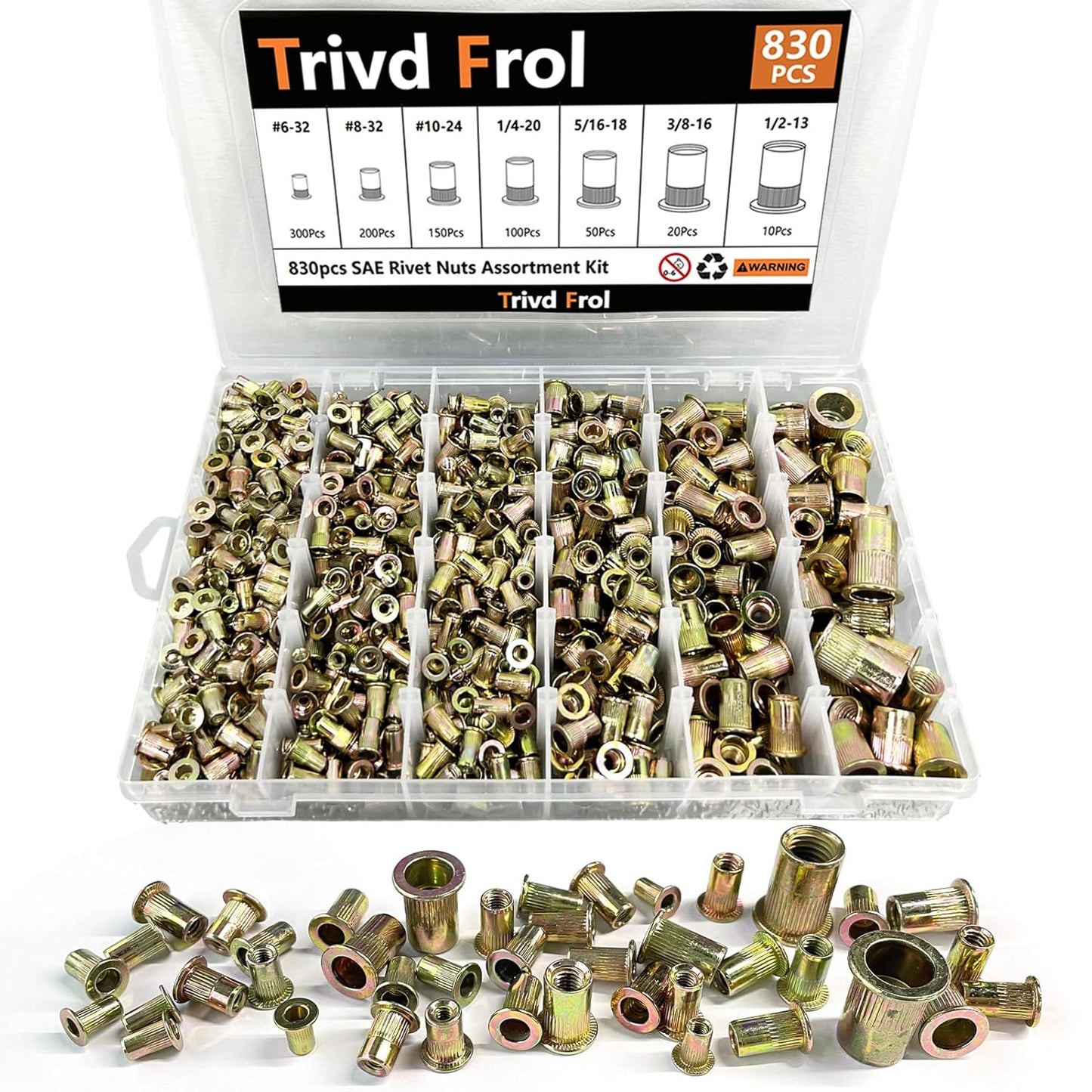 Rivet Nut Tool Kit with 830pcs SAE/Metric Rivet Nuts Assortment