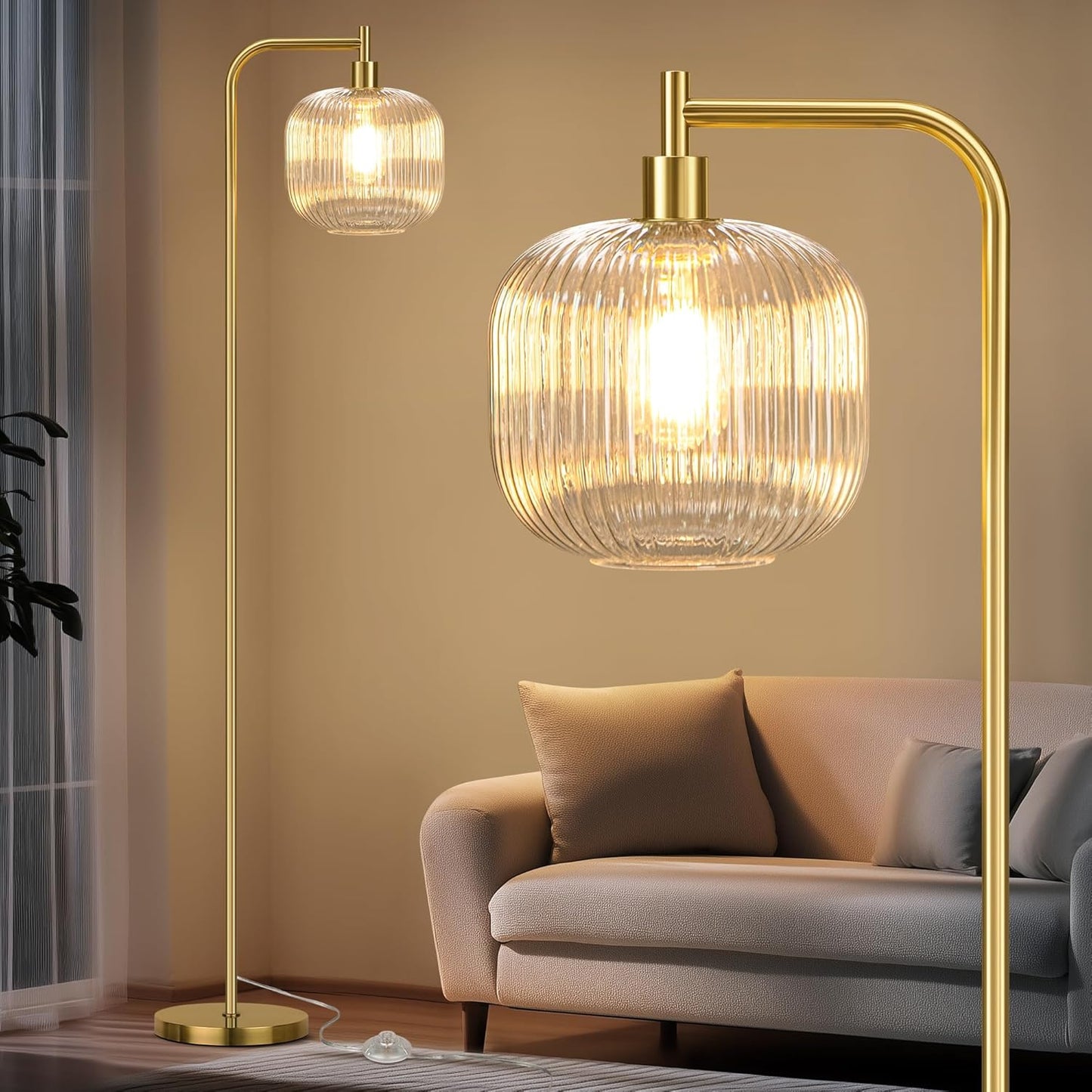 QiMH Glass Floor Lamp: Elegant Modern Standing Lamp for Home