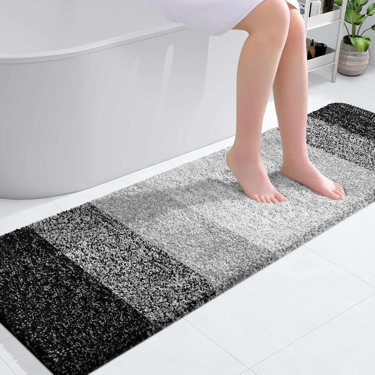 OLANLY Bathroom Runner Rugs 59x17, Soft Microfiber Bath Mats