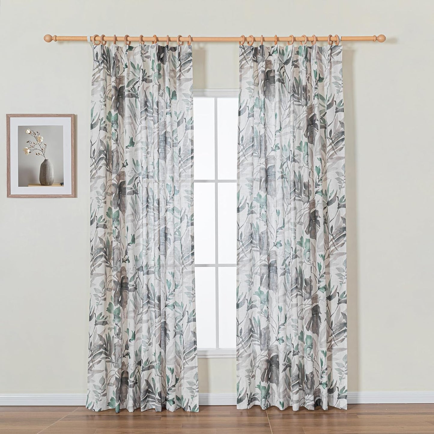 Pinch Pleated Floral Curtains for Living Room and Dining Room