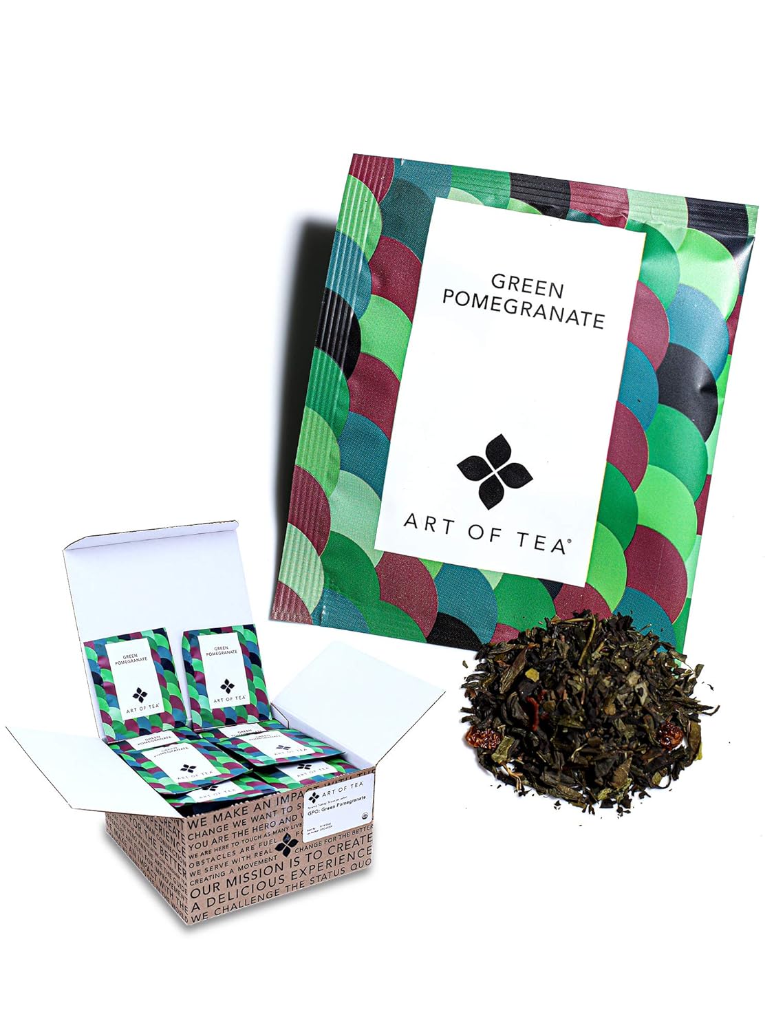 Organic Green Pomegranate Tea - 50 Eco Friendly Sachets