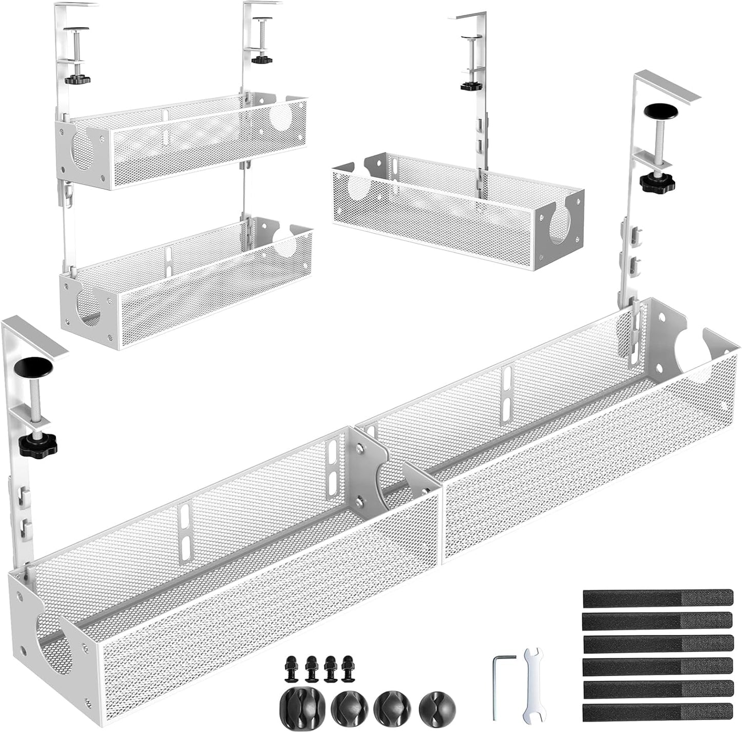 Clamp-On Metal Cable Management 2 Pack - No Desk Damage