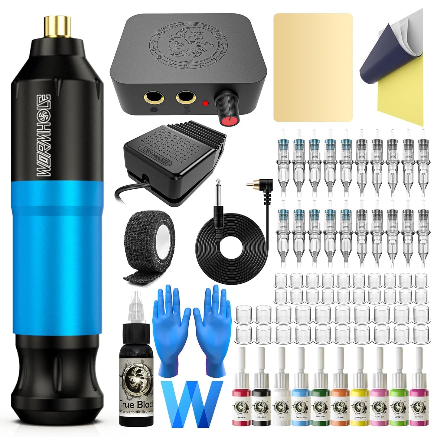 Wormhole Tattoo Gun Kit - Complete Rotary Tattoo Machine Set