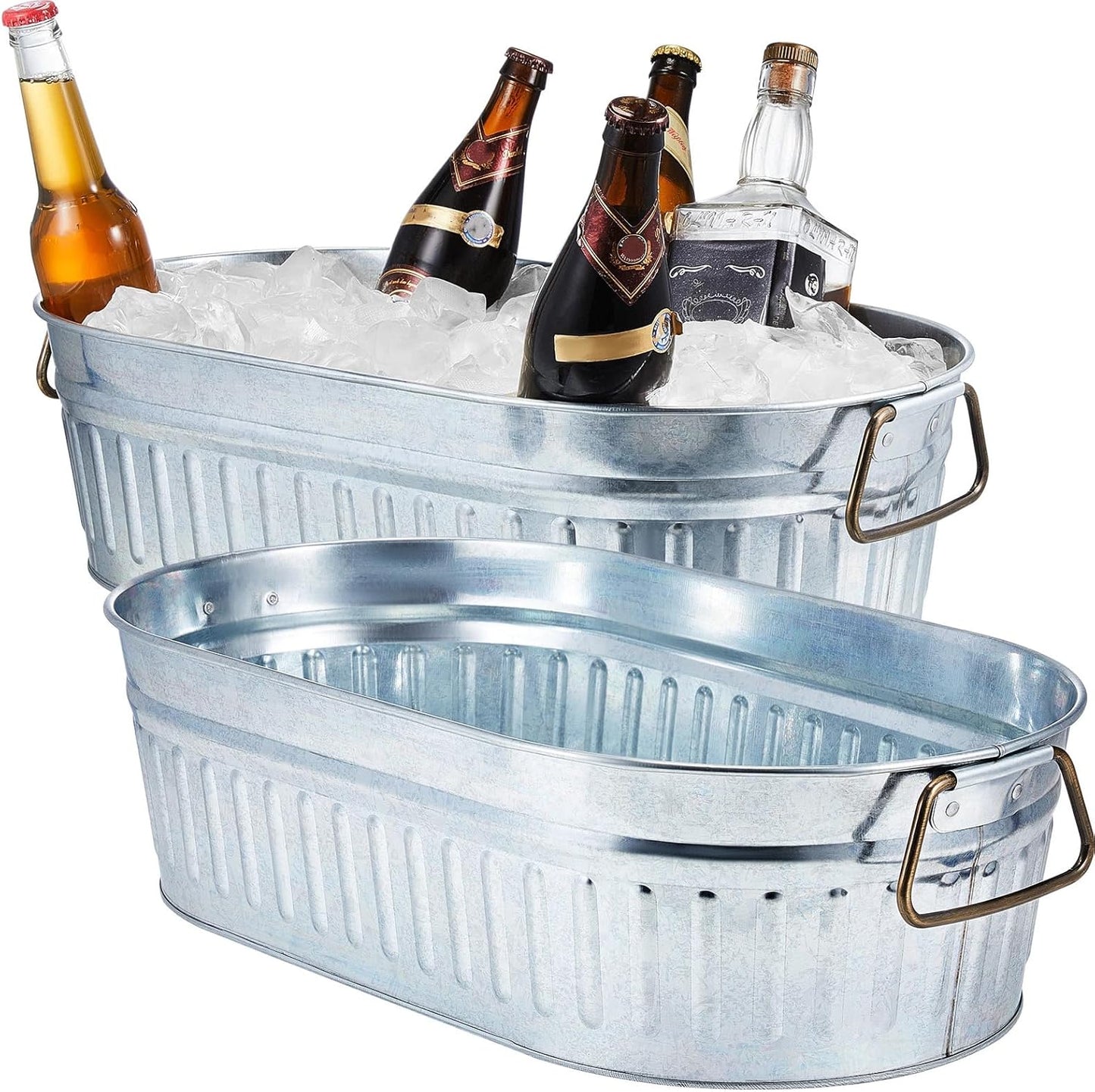 Galvanized Beverage Tub Set for Parties and Home Decor