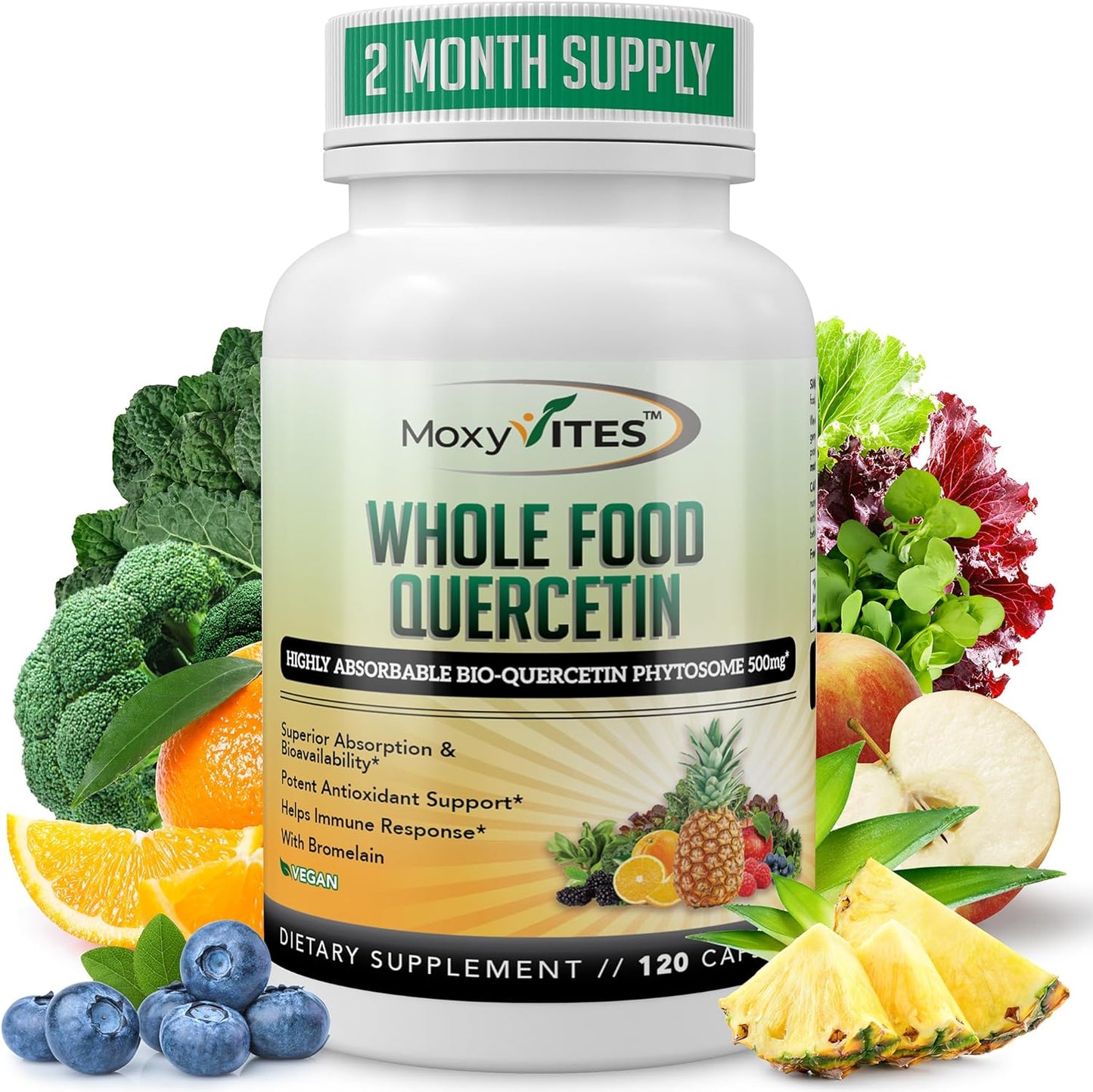 MoxyVites Quercetin with Bromelain 500mg for Seasonal Support