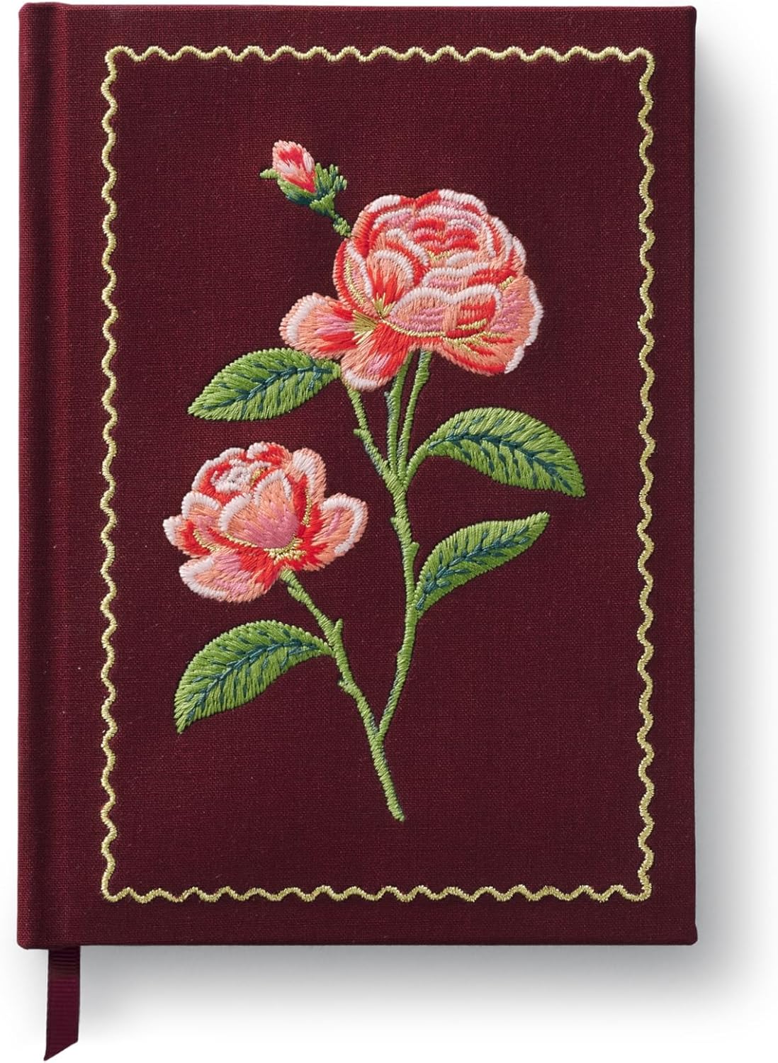 Roses Embroidered Journal with Floral Design and Lay-Flat Binding