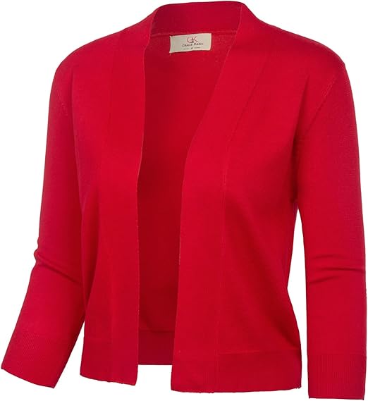GRACE KARIN Women's 3/4 Sleeve Cardigan Knit Sweater Shrug