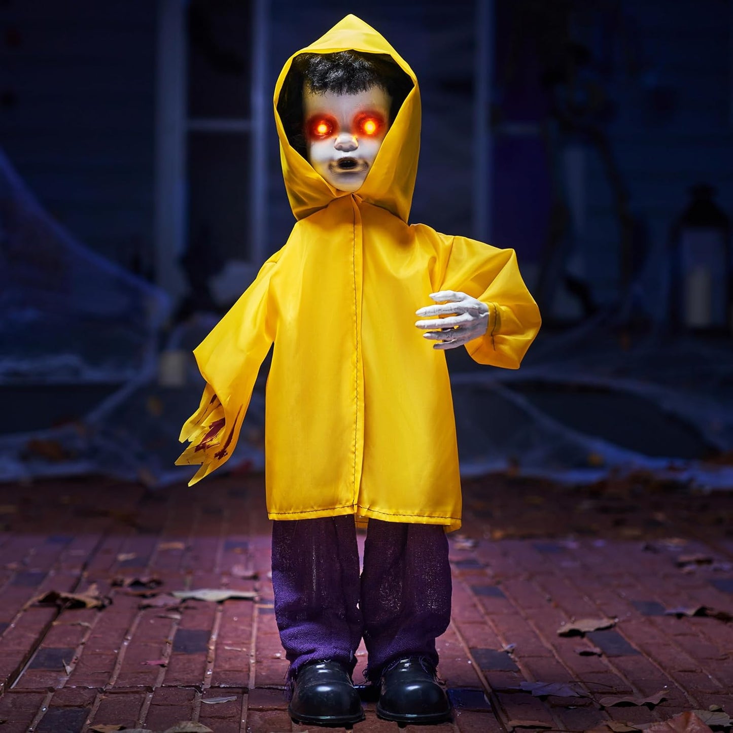 34 Life Size Animatronic Ghost Decor with Glowing Eyes for Halloween