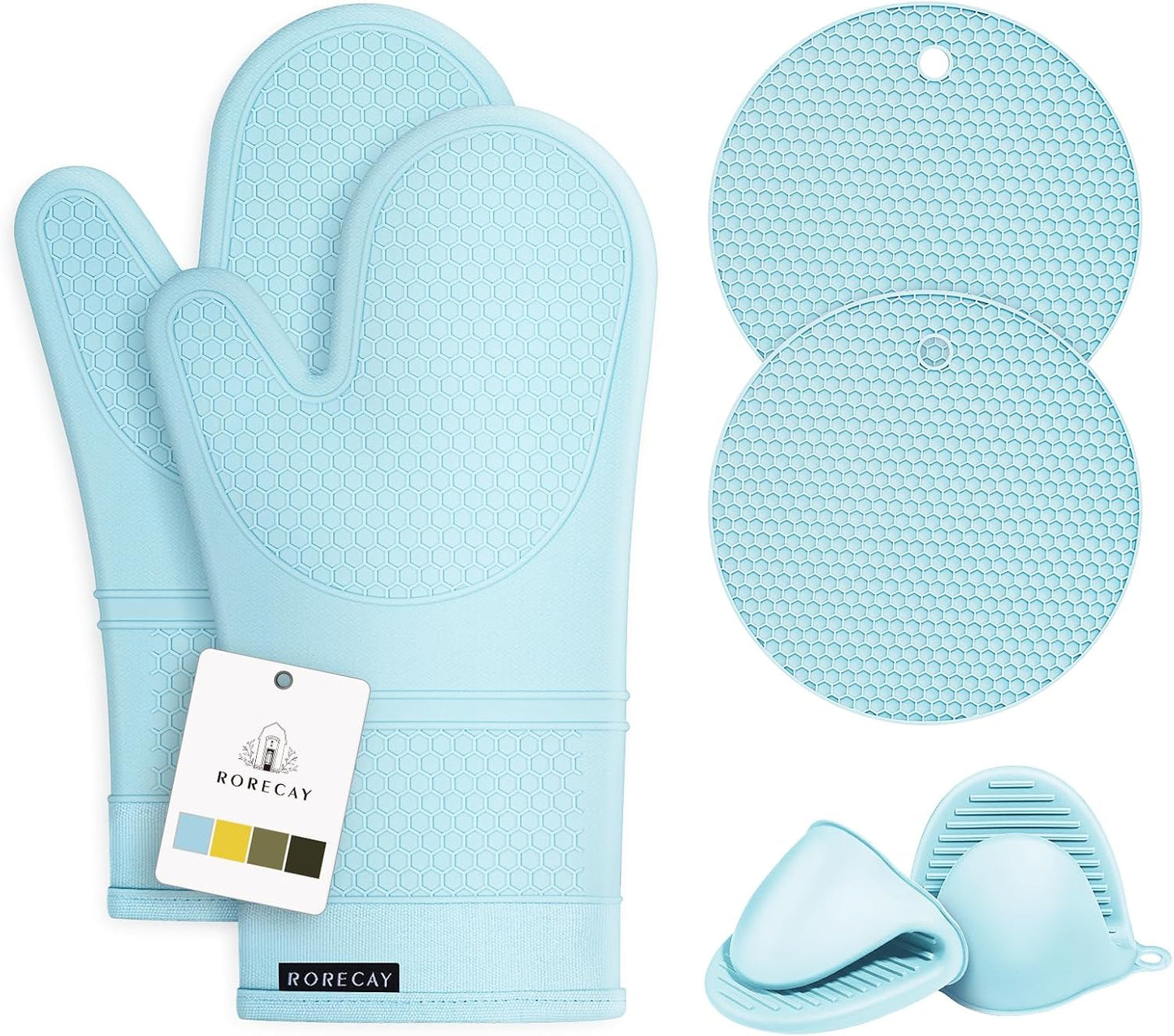Heat Resistant Silicone Oven Mitts Set: Kitchen Essentials