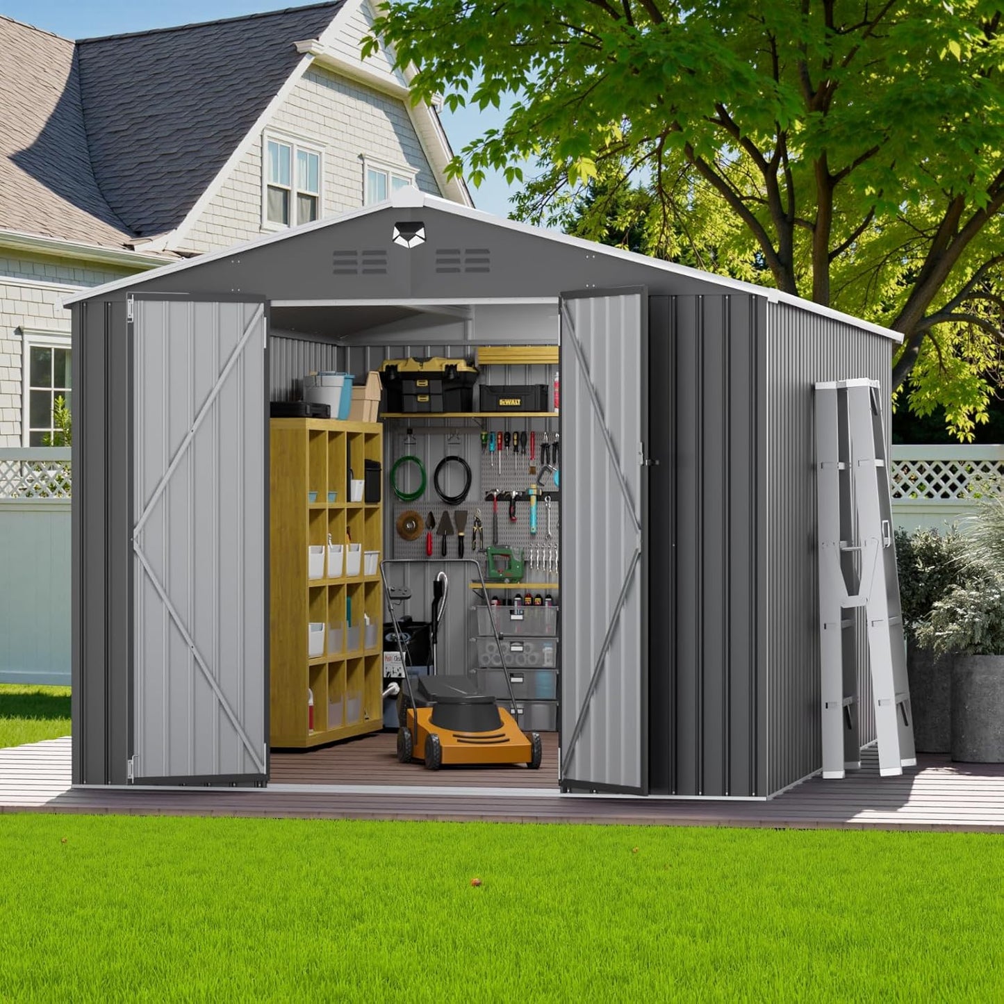 10x14 FT Outdoor Storage Shed - Durable Metal Garden Shed