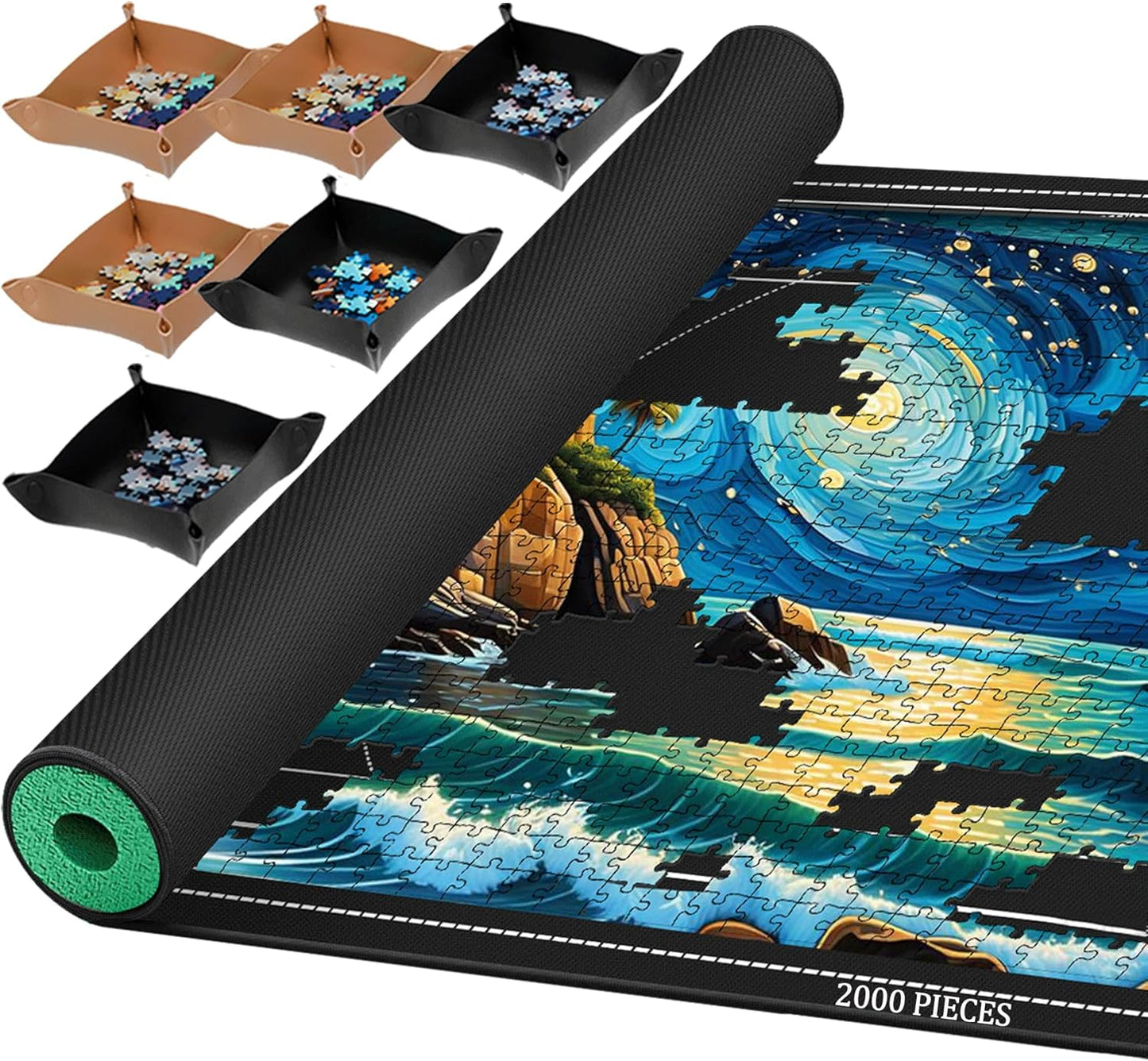 Jigsaw Puzzle Mat Roll Up for 2000 Pieces with Storage Bag