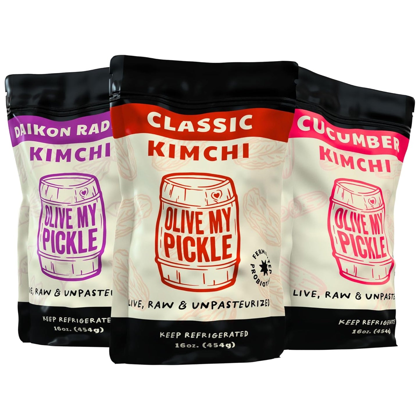 Olive My Pickle Fermented Kimchi Variety Pack for Gut Health