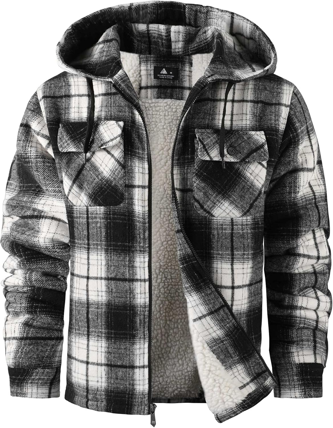 ZITY Men's Flannel Hooded Jacket for Warmth and Style