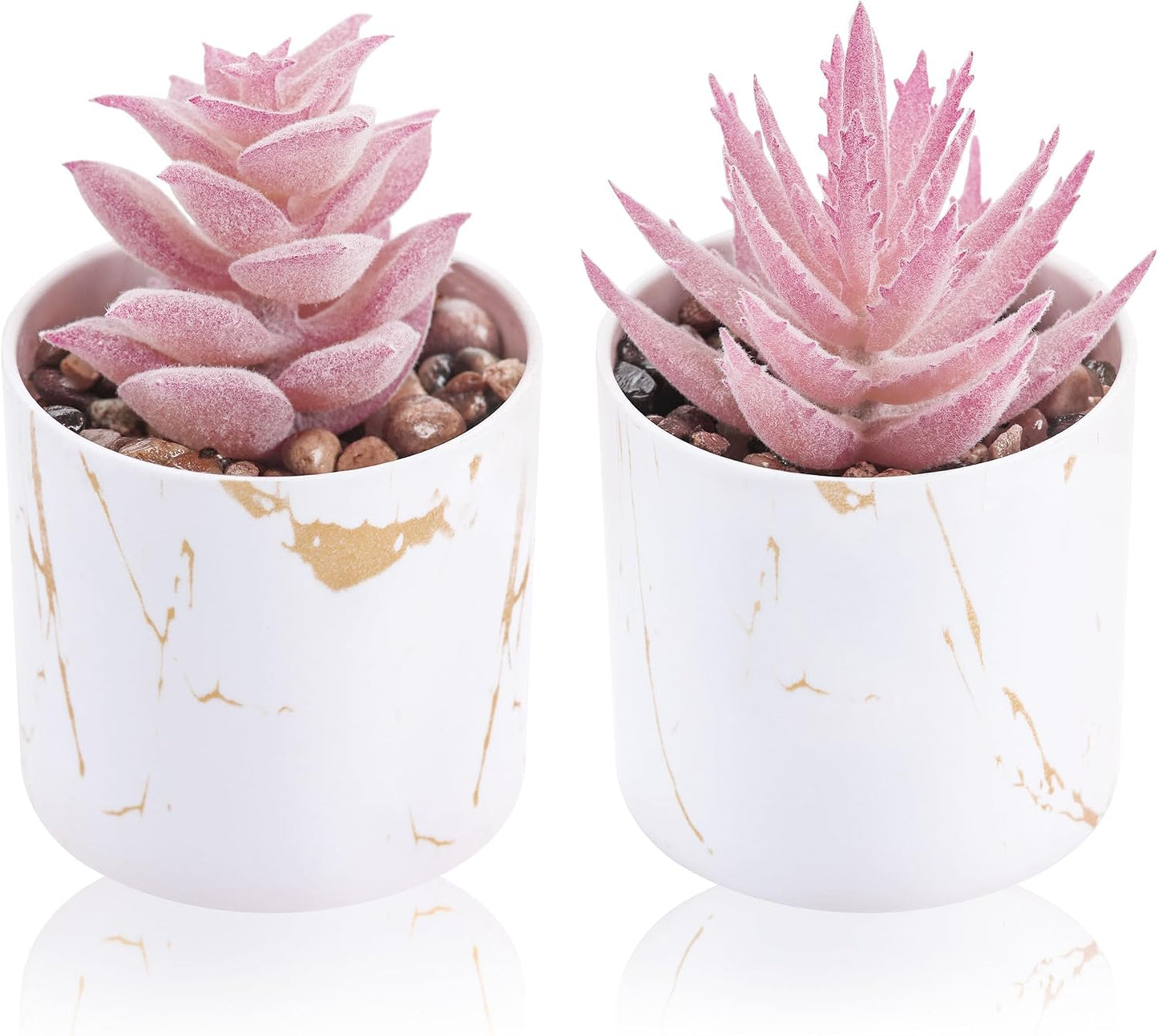 Mini Pink Fake Succulents Set - Perfect Desk Decor