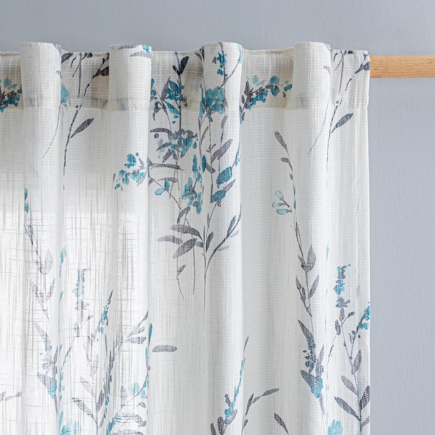 Farmhouse Style Teal Sheer Curtains - Soft Texture, Privacy Protect