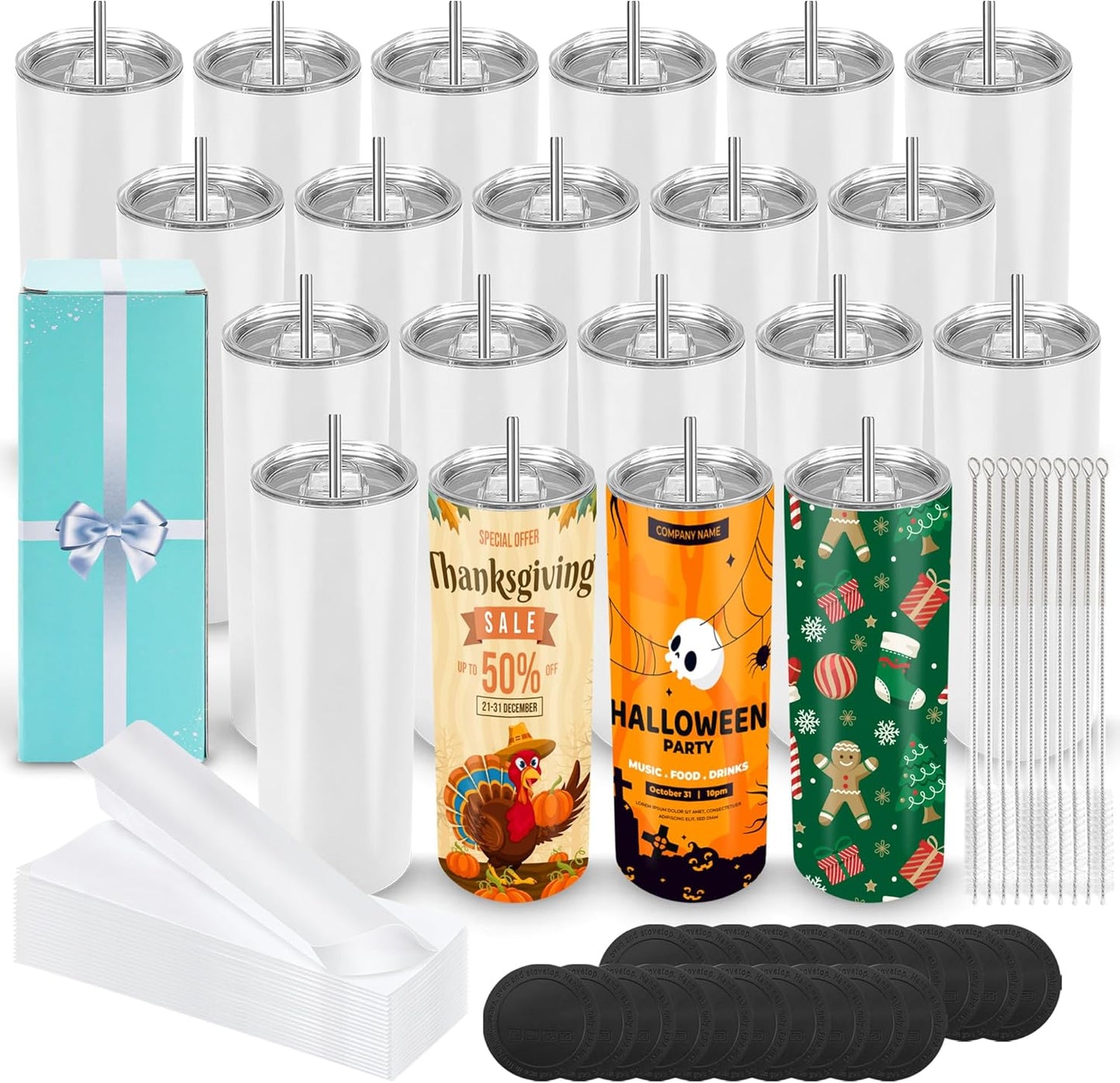 20 Pack Sublimation Tumblers 20 oz for DIY Craft Projects