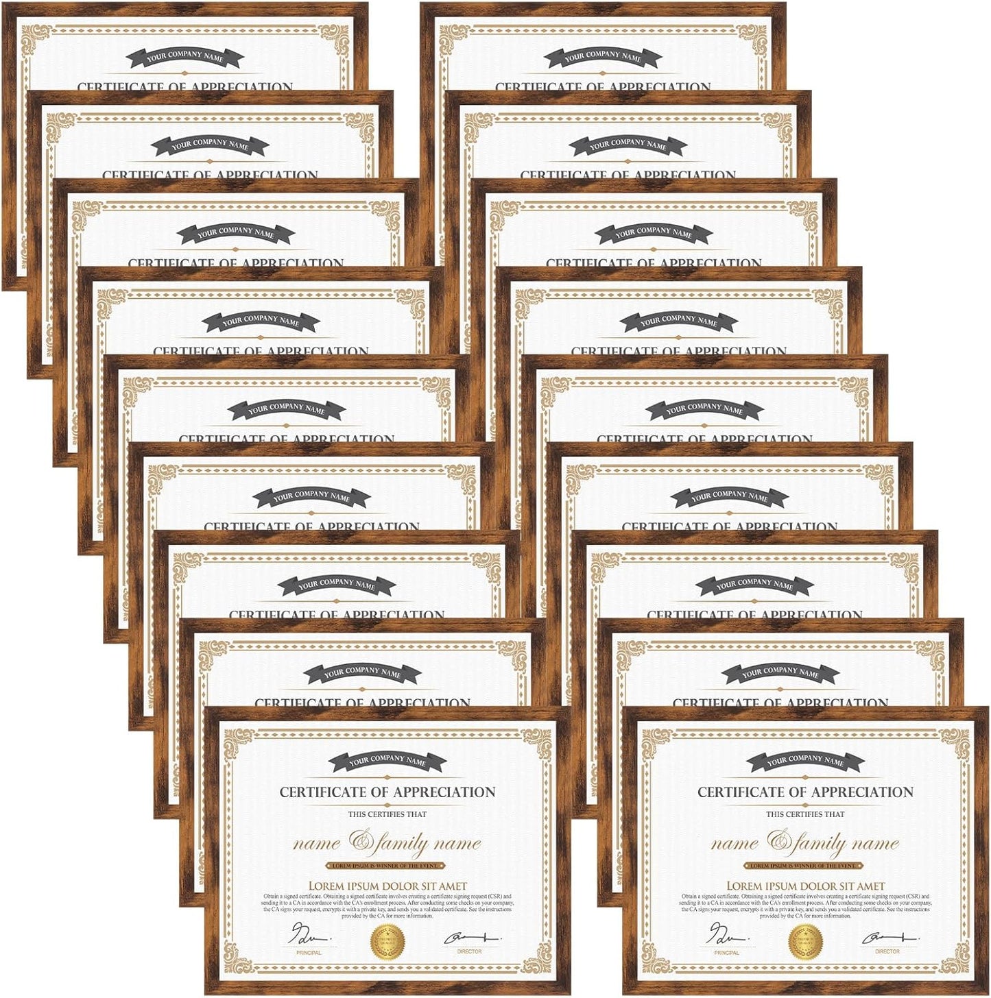 Rustic Brown 8.5x11 Picture Frames Set for Family Photos
