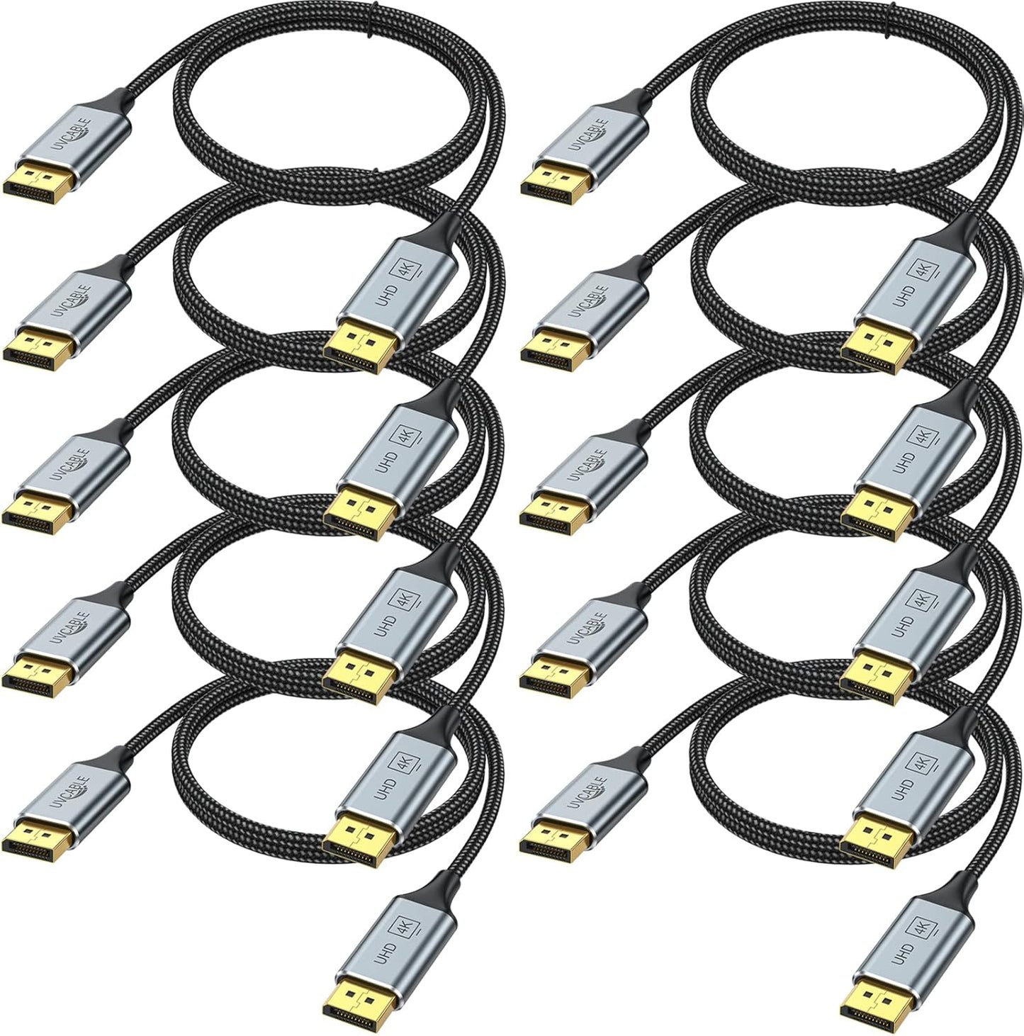DisplayPort Cables 10-Pack for 4K Gaming and Streaming Needs
