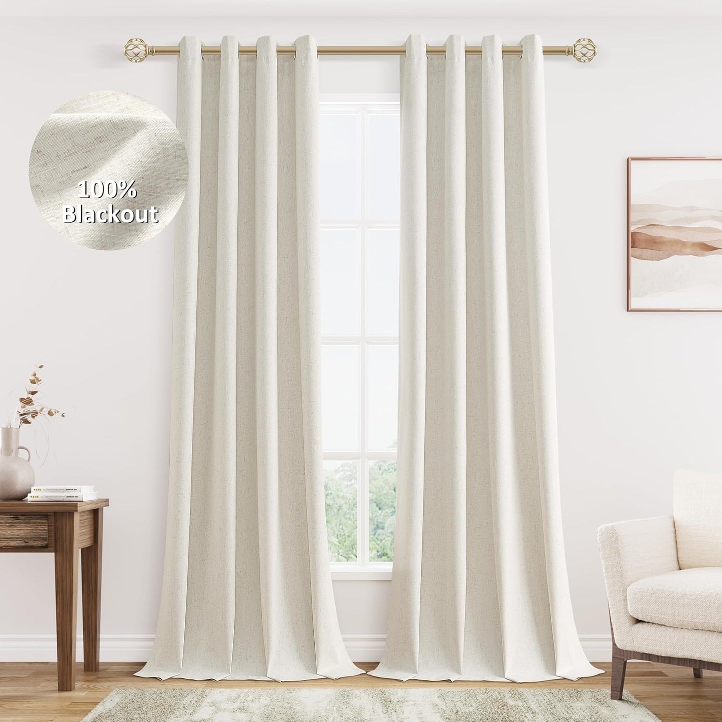 Jowels Blackout Linen Curtains - 100% Thermal Insulation