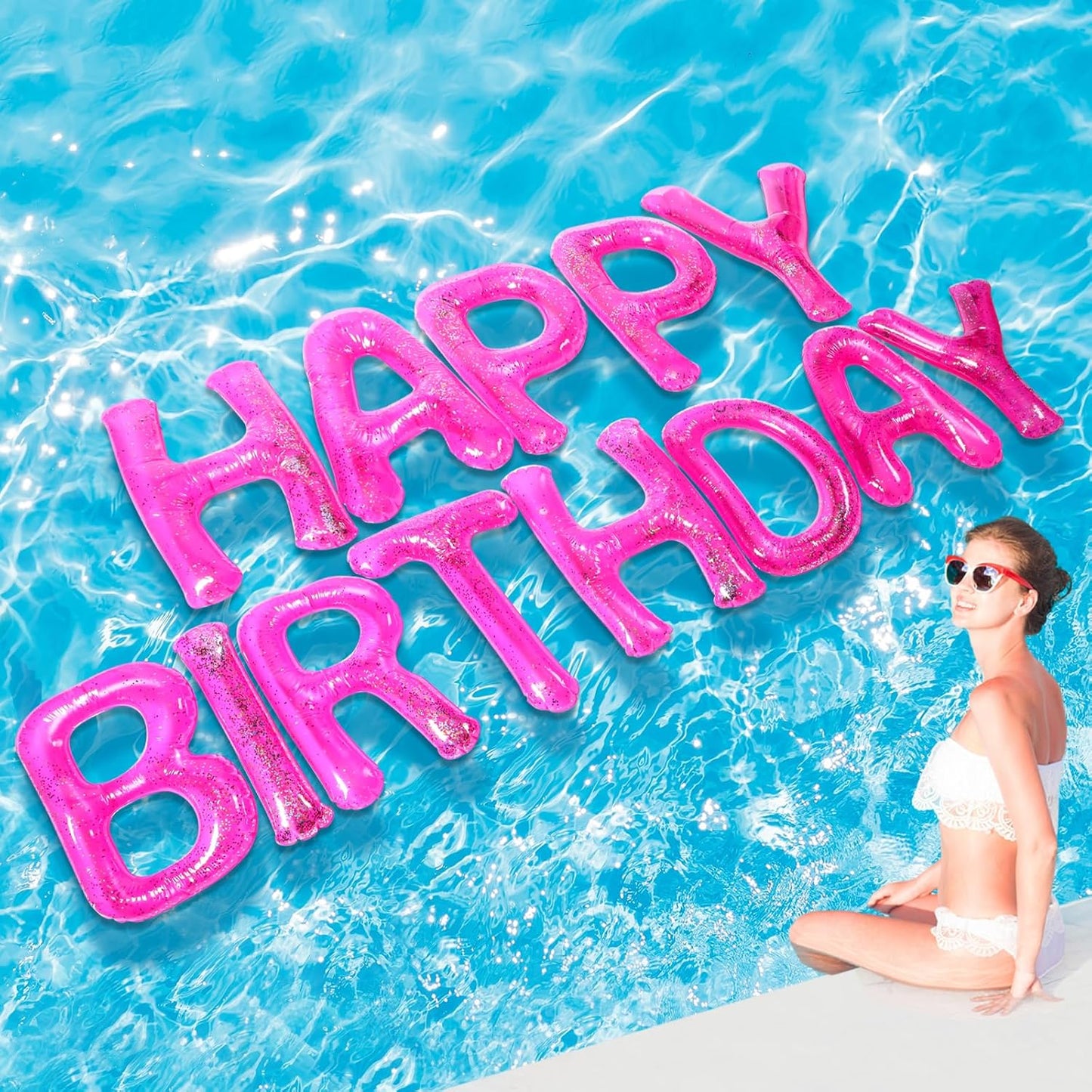Shappy 20ft' Happy Birthday Pool Floating Letter Balloons Fun Decor