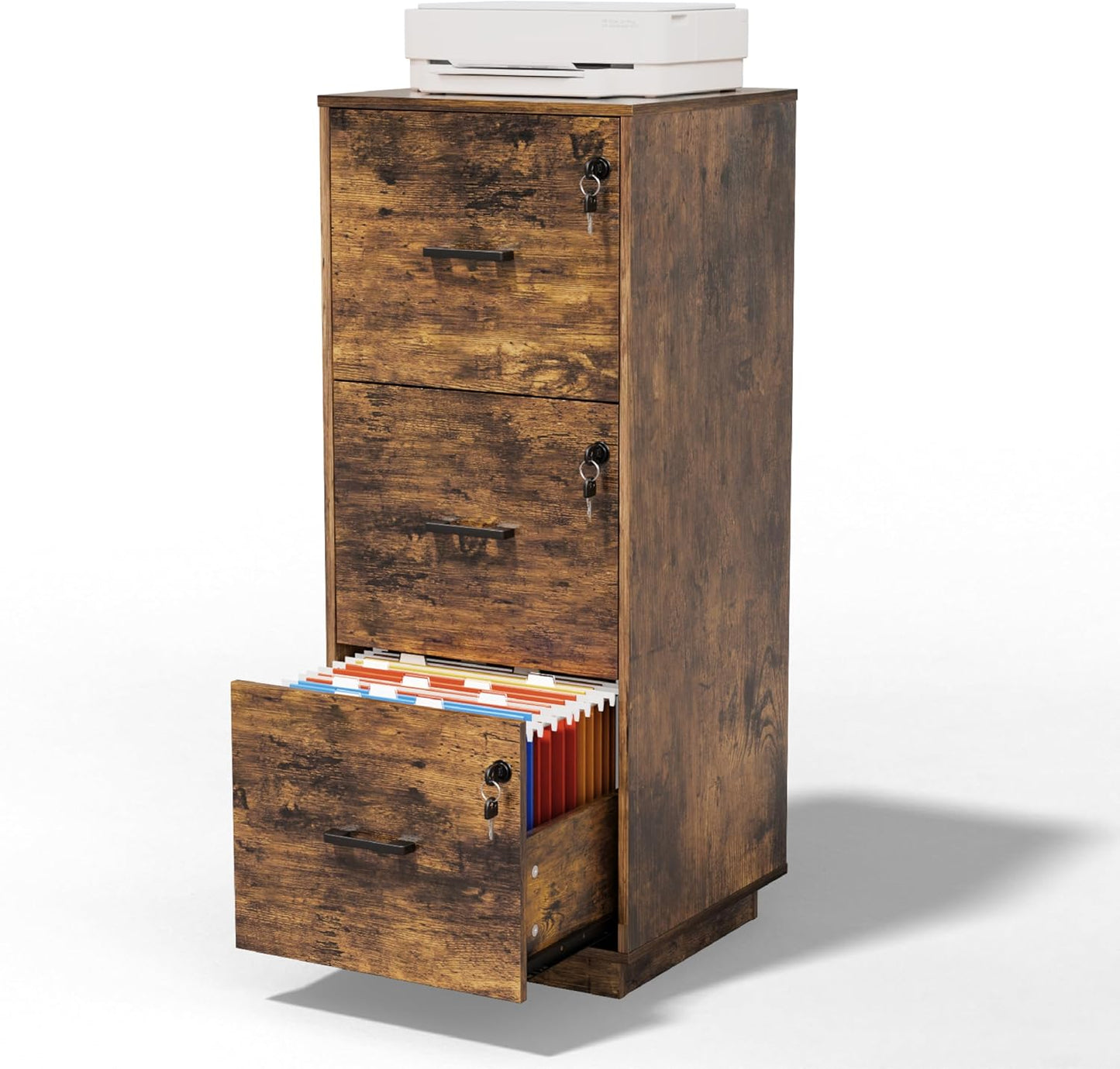 VINGLI 3 Drawer File Cabinet with Lock for Home Office Storage