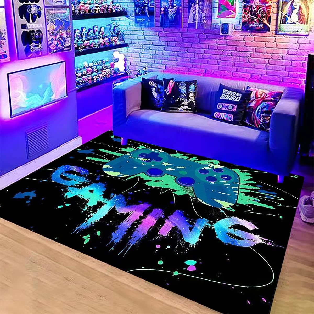 Anime Gamer Rug: Non-Slip Gamepad Design