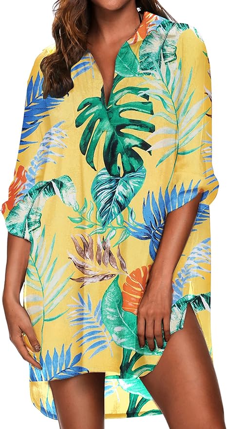 Ekouaer Women's Swimsuit Beach Cover Up Shirt for Summer Fun