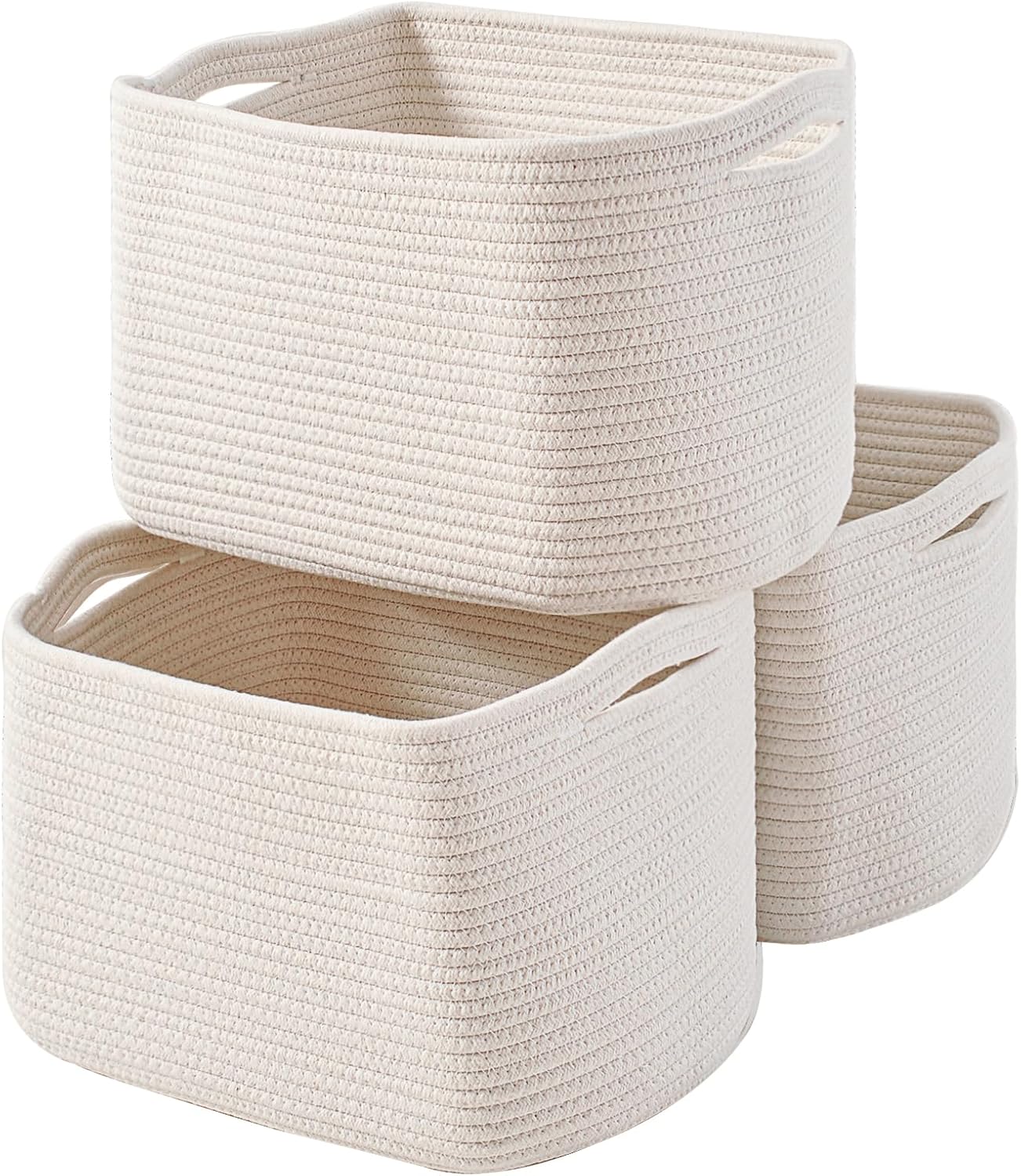 Storage Baskets for Organizing Shelves - Woven Cotton Rope Bins