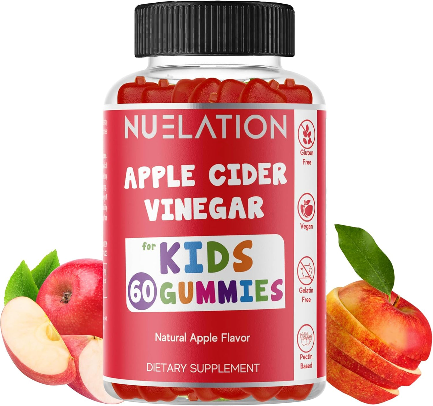 Kids Apple Cider Gummies - 60 Servings, Vegan & Gluten-Free