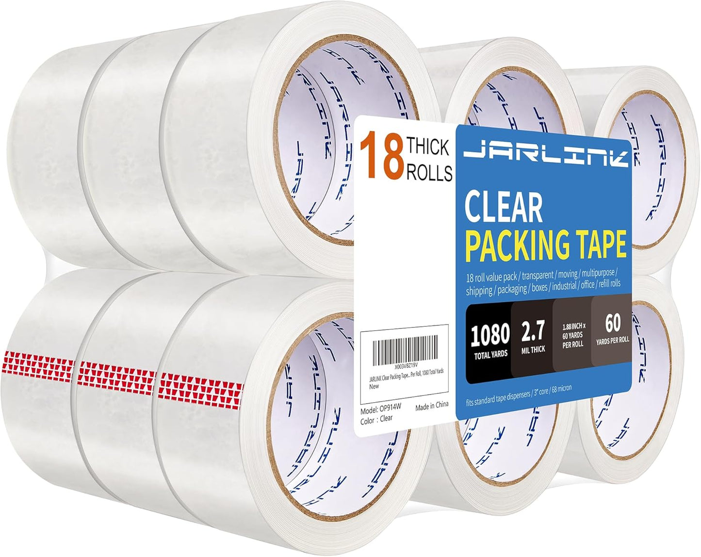 JARLINK Clear Packing Tape - Heavy Duty Packaging Tape Rolls