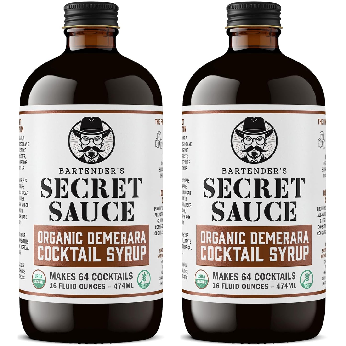 Bartenders Secret Sauce Organic Demerara Syrup 2-Pack for Cocktails