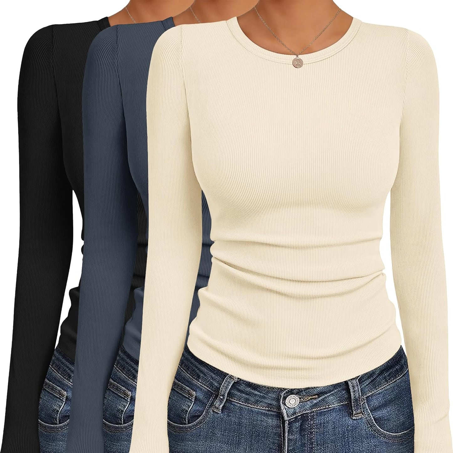 Ekouaer Women's Long Sleeve Shirts - Stylish Thermal Tops
