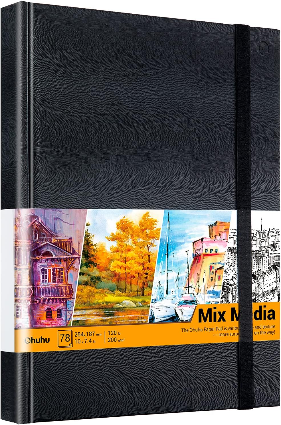 Ohuhu Mixed Media Sketchbook: 120 LB Heavyweight, 78 Sheets, PU Hardcover - Ideal for Acrylic Art!