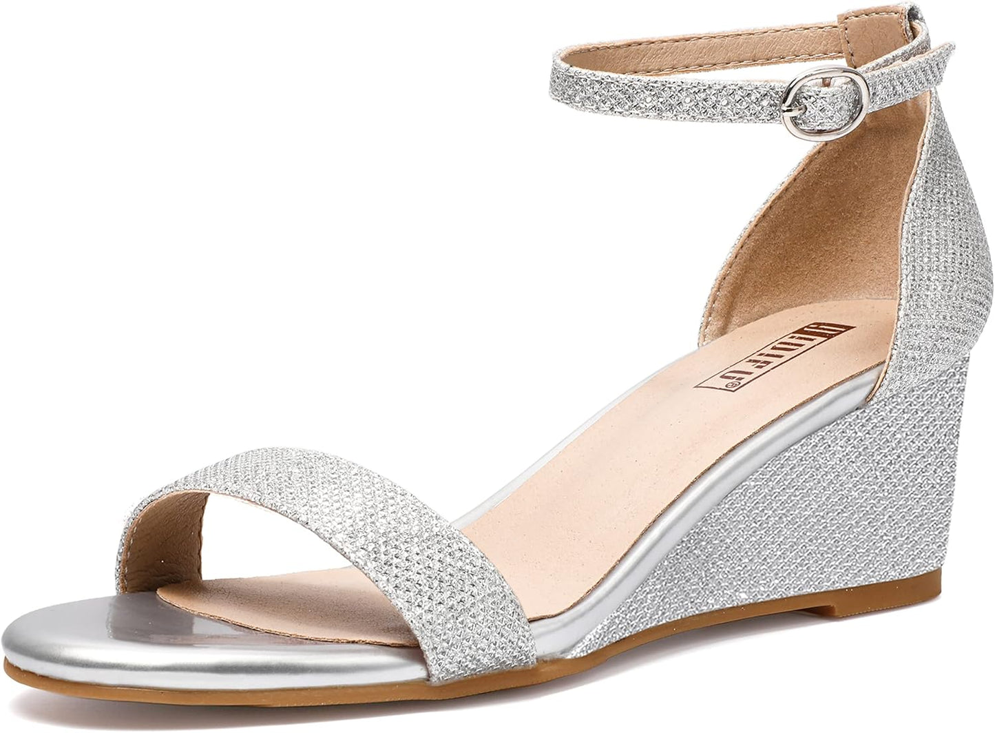 IDIFU Wedge Sandals Heels for Women Open Toe Ankle Strap