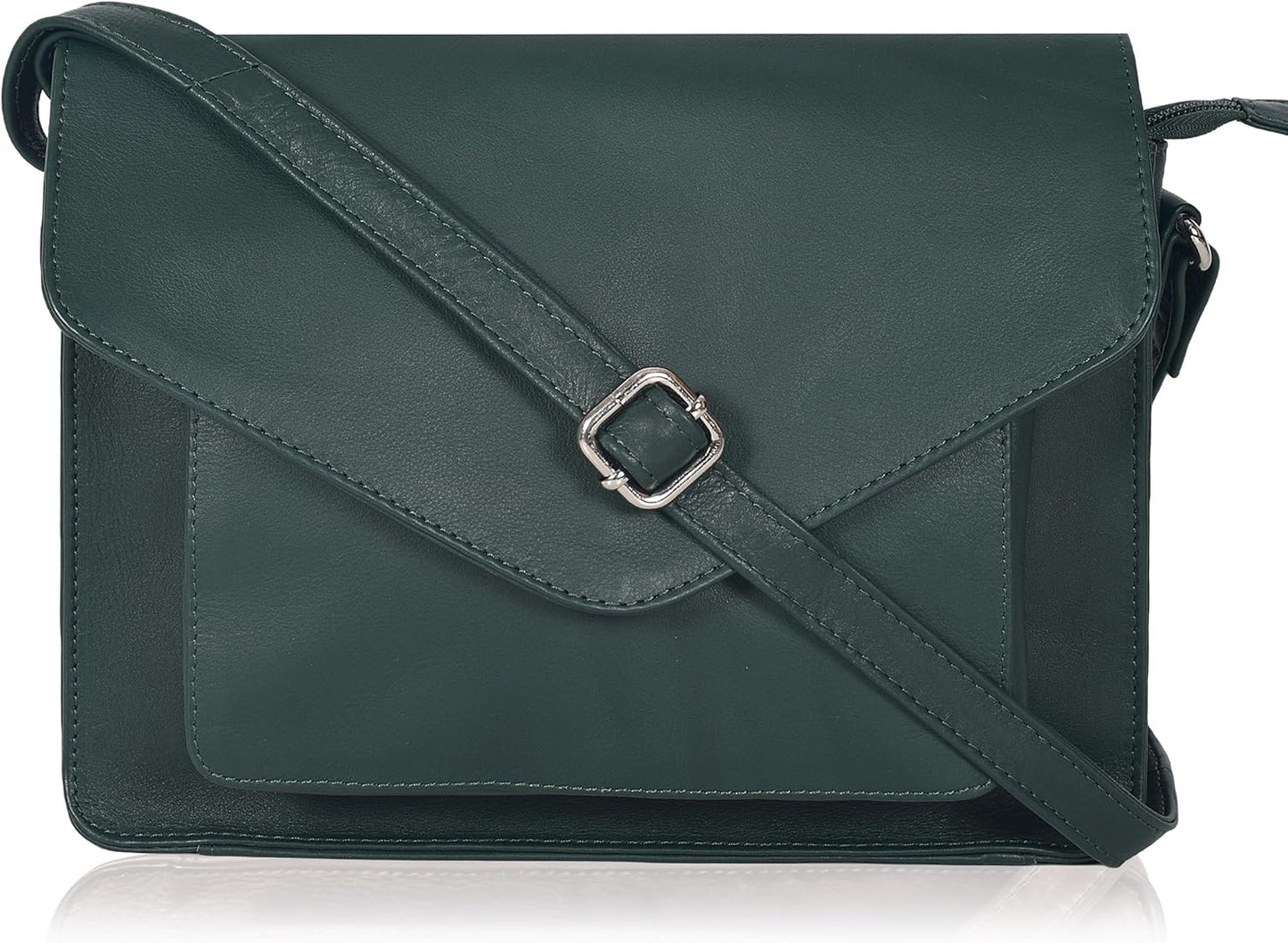 Genuine Leather Crossbody Handbag with Adjustable Strap 9x10.5ft
