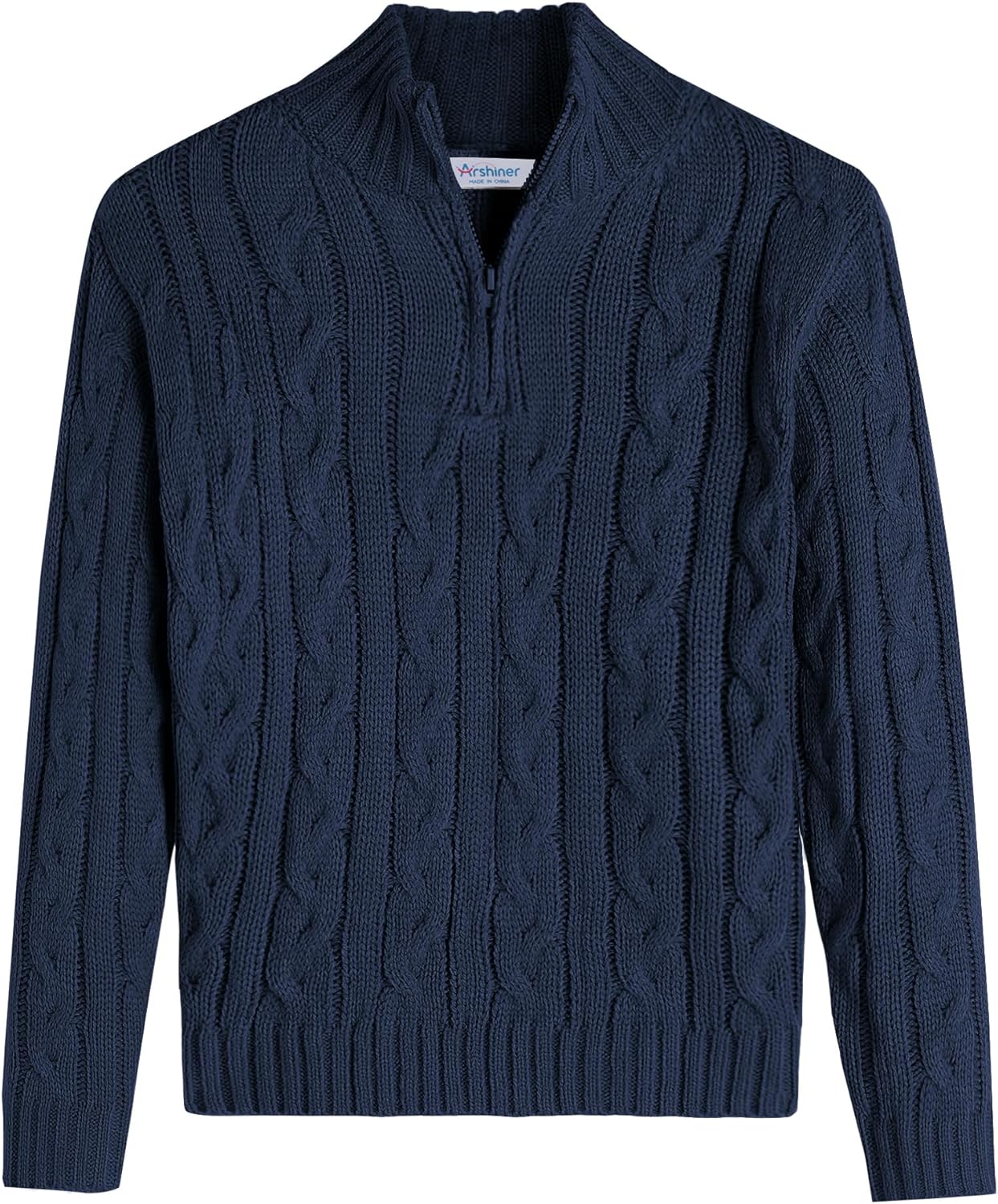Arshiner Boy's Cable Knitted Sweater Half Zip for Kids 3-12