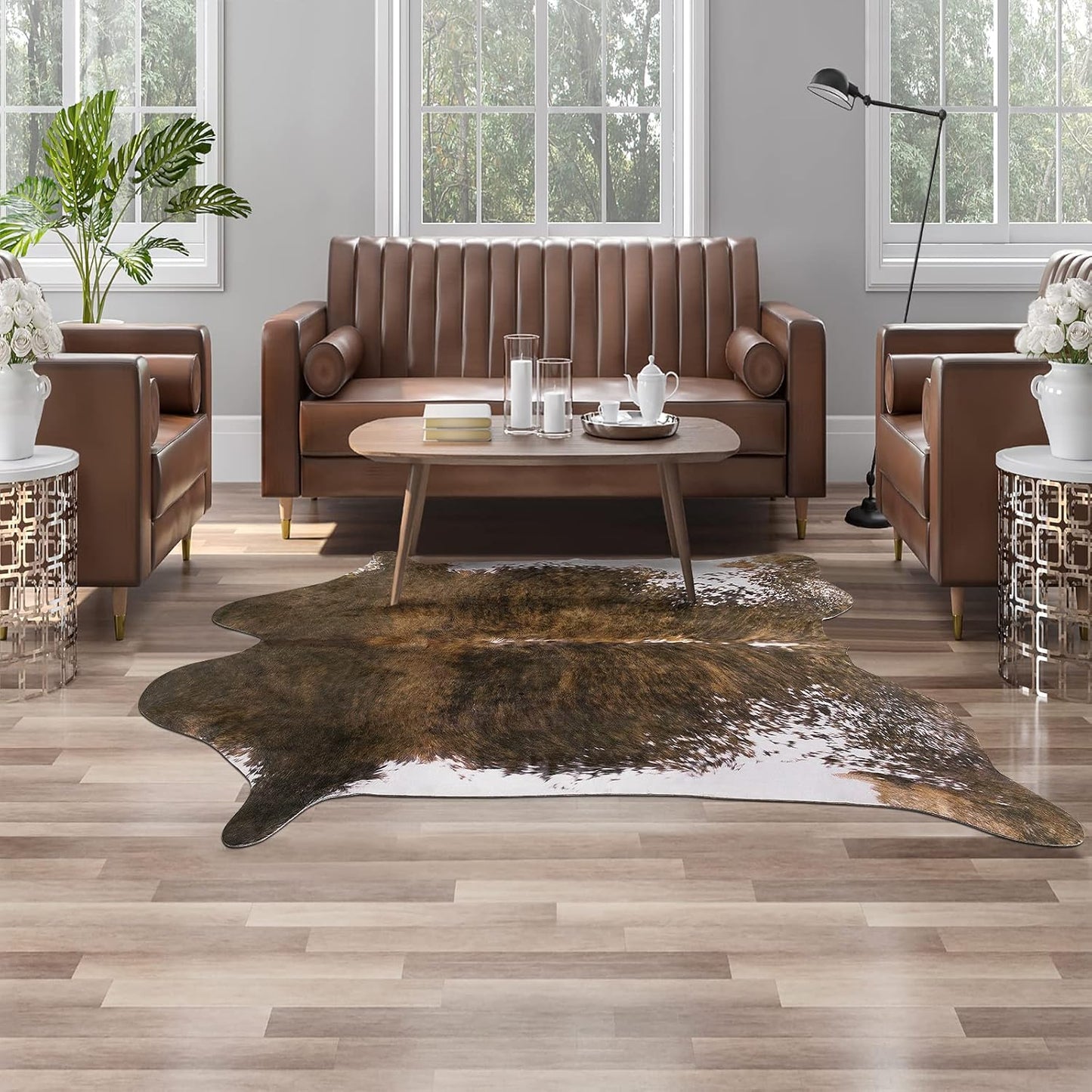 Faux Cow Print Rug Large - Stylish Animal Skin Area Rug