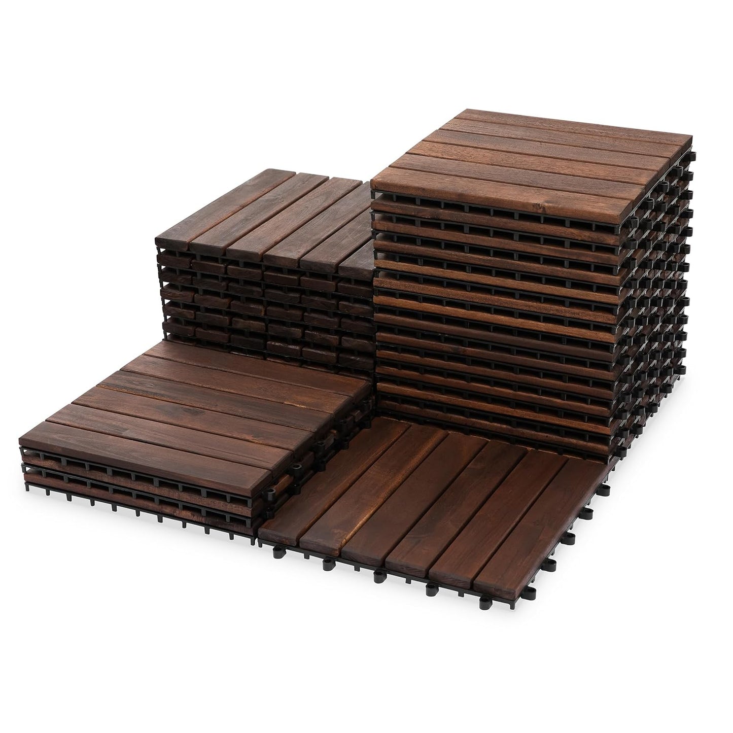 Acacia Wood Decking Tiles - Easy Interlocking Outdoor Flooring