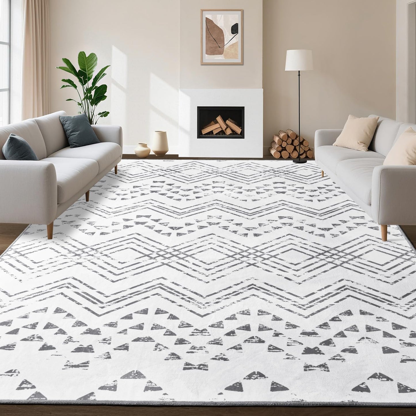 Boho Area Rug for Living Room - Soft and Stylish 8ftx10ft Design