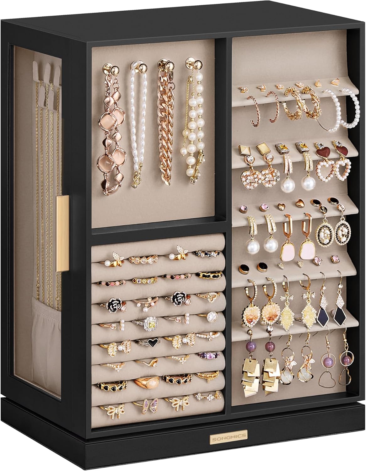 SONGMICS 360 Rotating Jewelry Box with Spacious 7 Drawers