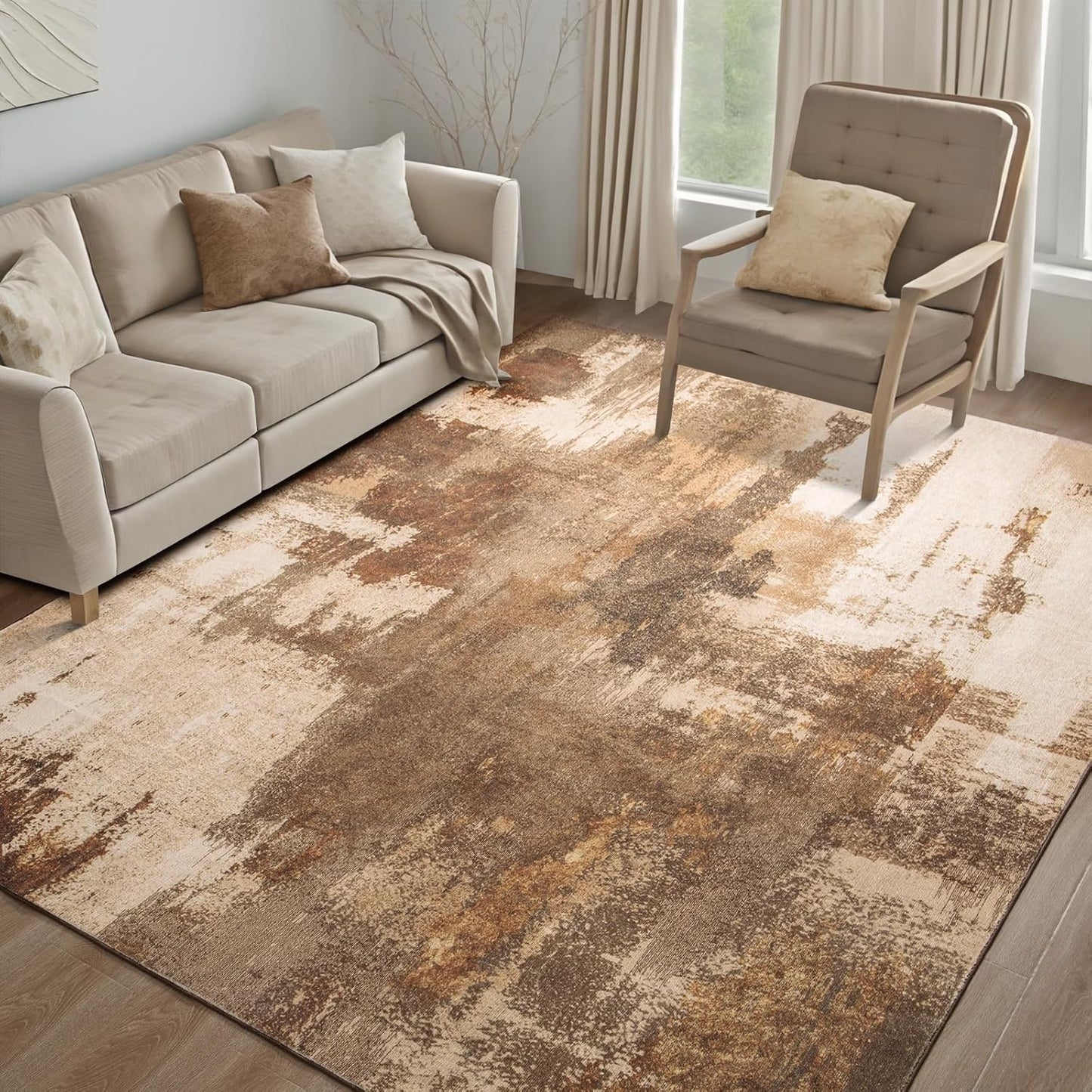 Kelarea Living Room Rug: Modern Abstract Washable Design