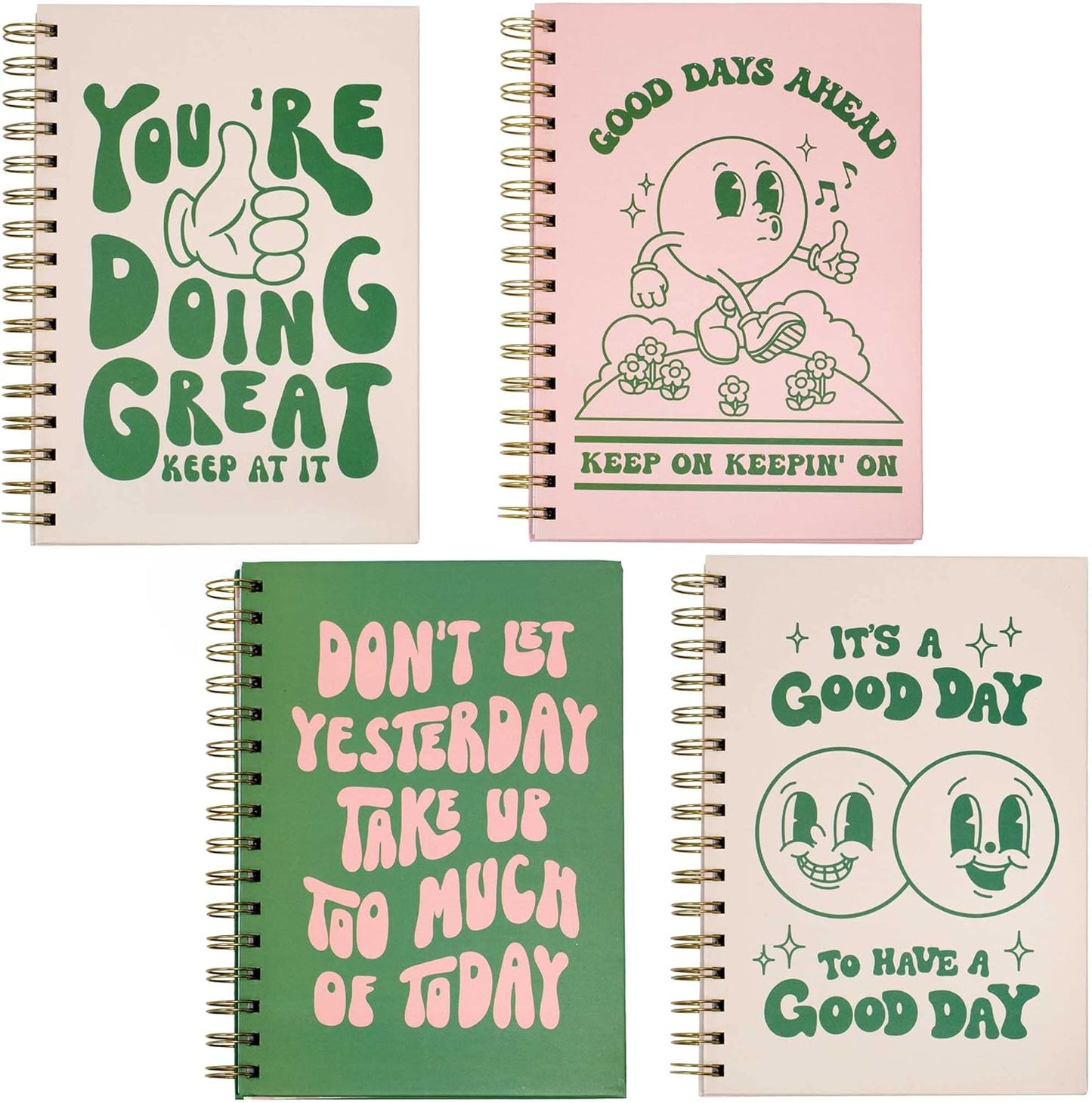 Retro Spiral College Ruled Notebooks 4 Pack - THiNKABLE