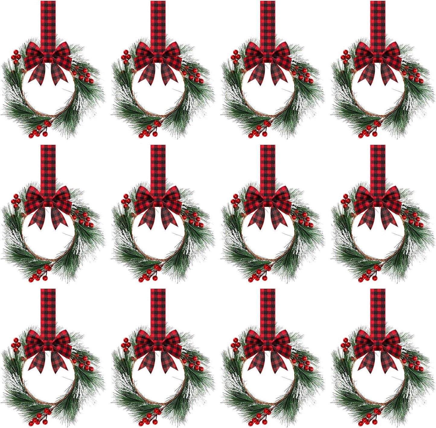 12 Pcs Small Mini Christmas Cabinets Wreaths for Kitchen Decor