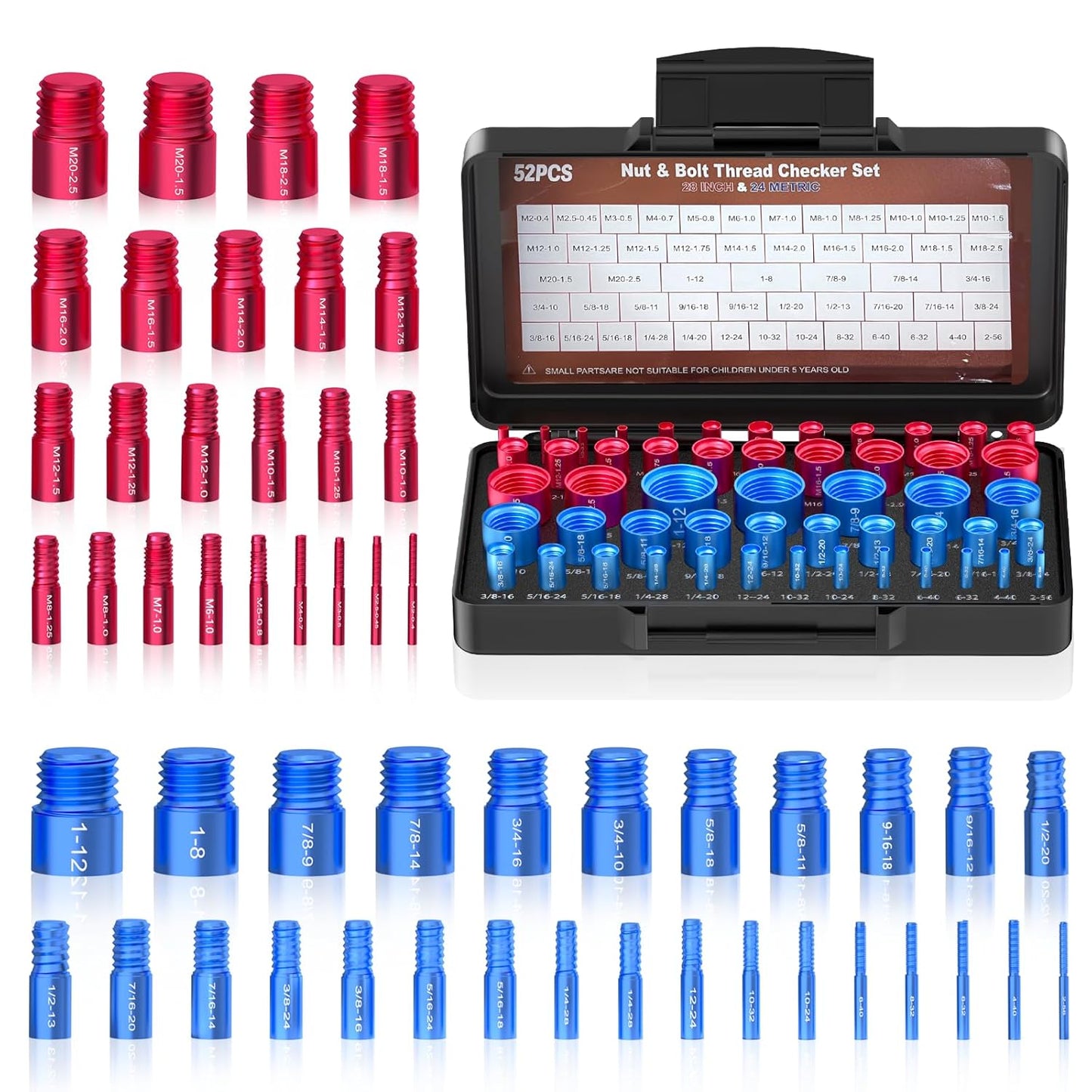 52PCS Thread Checker Kit for Accurate Bolt Size Identification