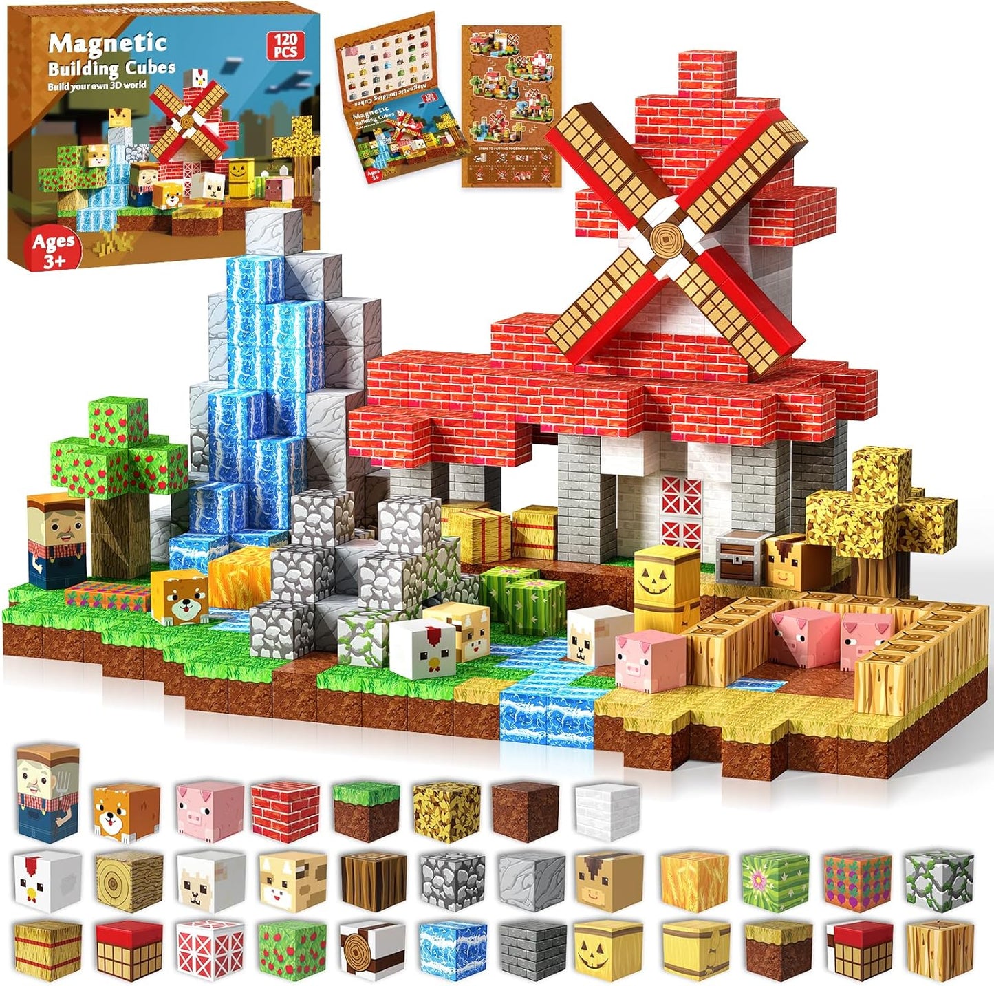 Goody King Magnetic Blocks - 120PCS Creative Building Set for Kids