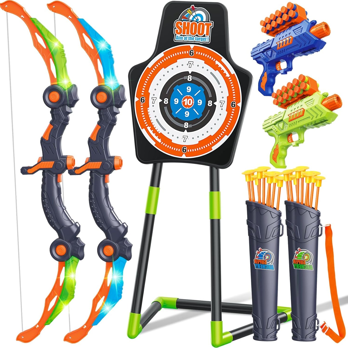 GMAOPHY Bow and Arrow Toy Set for Kids Ages 5-12 with LED Lights