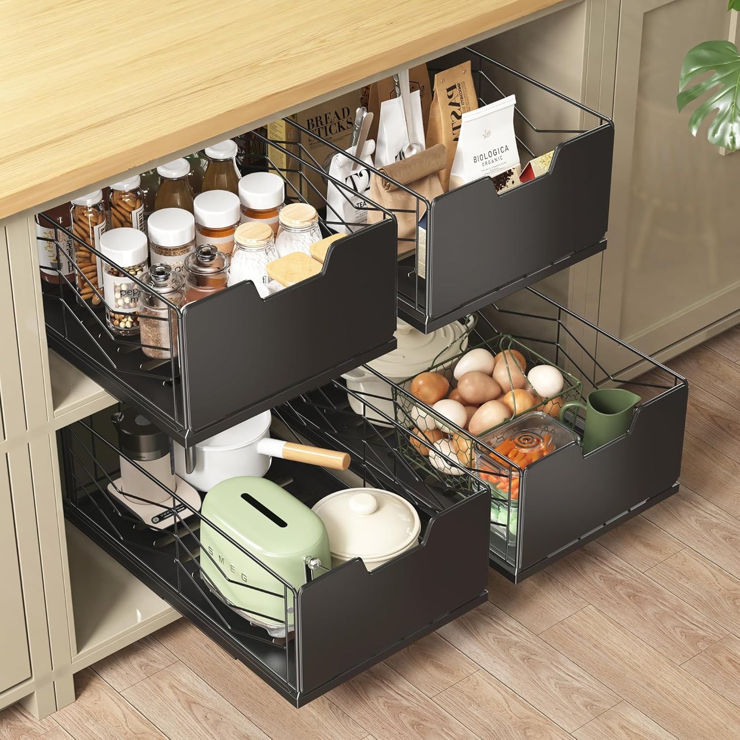 NETEL Pull Out Cabinet Organizer for Easy Kitchen Storage