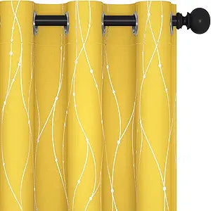 Deconovo Blackout Yellow Curtains for Bedroom - Cute Drapes
