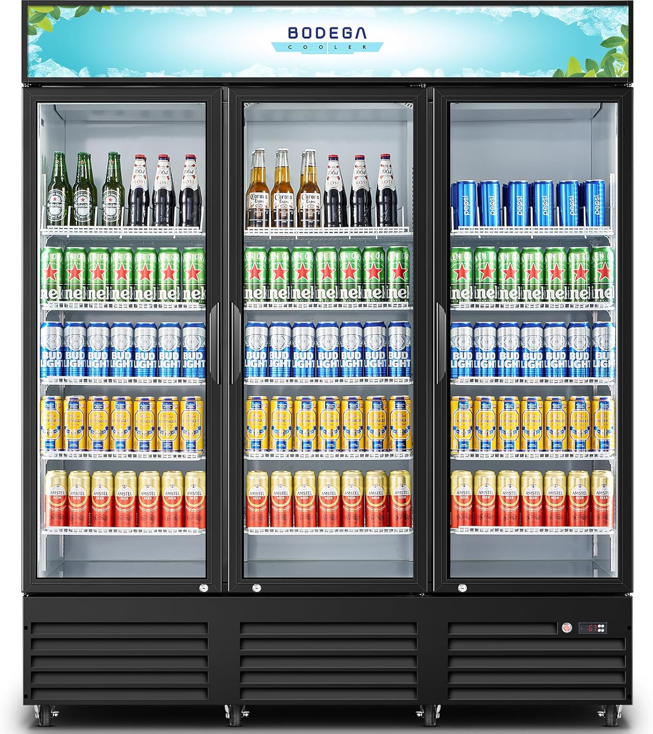 BODEGACOOLER Commercial Beverage Refrigerator with Glass Doors