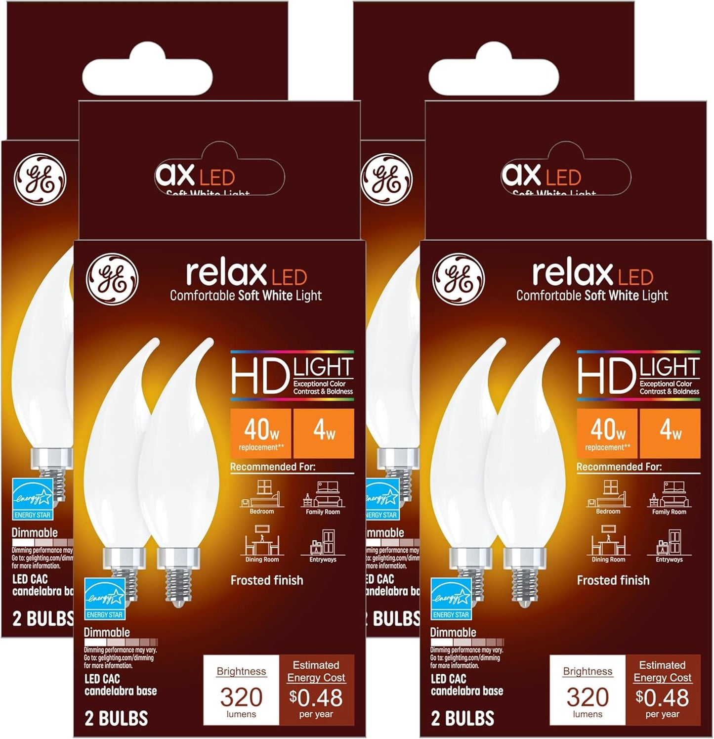 GE Relax LED Light Bulbs - Soft White Decorative Lighting